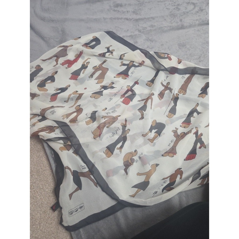 Chinese Silk Scarf‎ Daoyin Chinese Movements Exercises Silk 21x62 Some Flaws - Picture 7 of 15